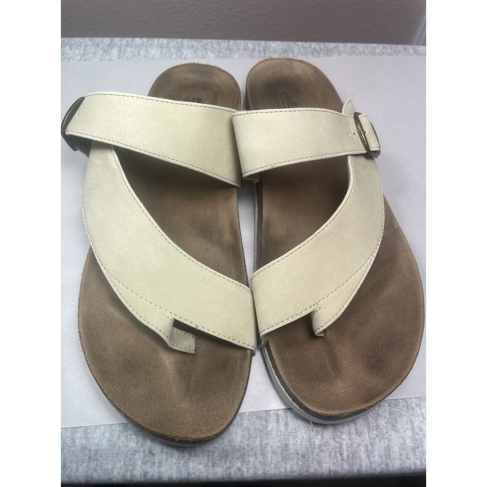 White Mountain Cliffs Sandals 10W Cream Toe Loop Comfort Wide Strap